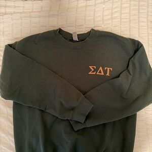 Dark Green Sweatshirt with Greek Letters